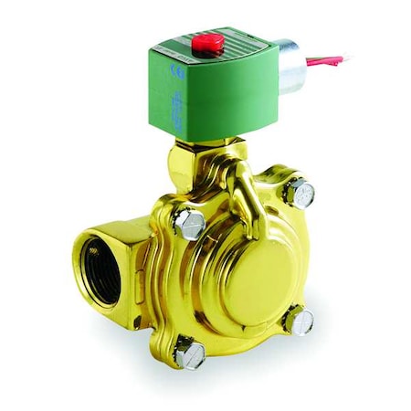 Solenoid Valve, 2-Way, 2-Position, Normally Closed, 1 in Pipe Size, 24V AC, High Flow, Brass, NBR
