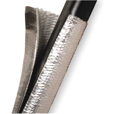 Coated Cable Sleeve, 1/4 in Inside Dia., 1/4 in Max Bundle Dia., 4 ft, Fiberglass, Silver