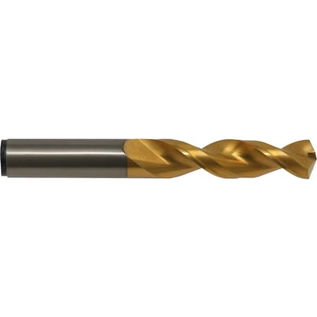Screw Machine Drill Bit, #7 Size, 135  Degrees Point Angle, Cobalt, TiN Finish, Straight Shank