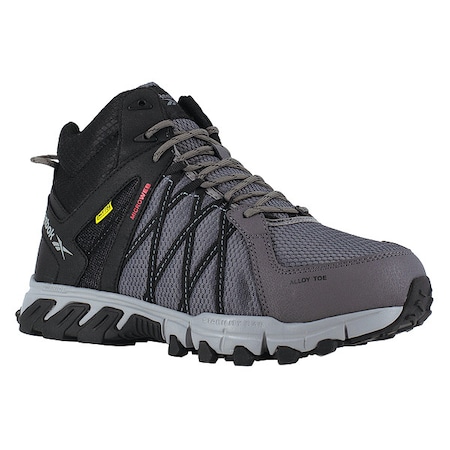 Men's Athletic High-Top Shoe, Alloy Toe, Microfiber/Mesh Upper, Rubber Outsole, Lace Up, Gray, 13 M