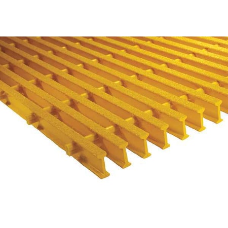 Fiberglass Pultruded Grating, 72 in Span, Grit-Top Surface, ISOFR Resin, Yellow