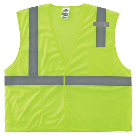Hi-Vis Safety Vest XL Class 2 ,Hook & Loop 1 Mic Tab