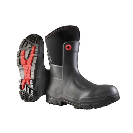 Unisex Craftsman Mid Rubber Boot, Plain Toe, Black, Men's 10, Women's 12