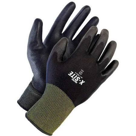 Coated Glove, Polyurethane, Smooth, Palm, Not Tested Abrasion Level, Black, M (8) 1 PR