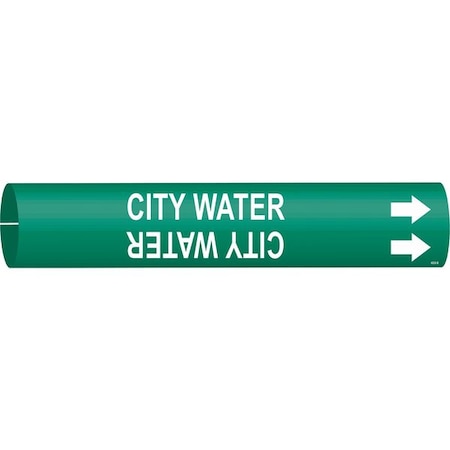 Pipe Marker,City Water,Gn,3/4 to1-3/8 In