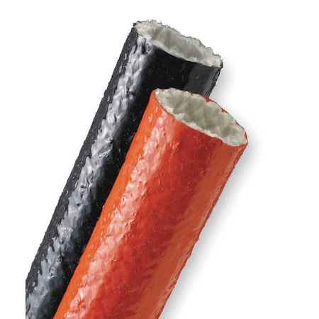 Coated Cable Sleeve, 5/8 in Inside Dia., 0.63 in Max Bundle Dia., 5 ft, Fiberglass, Red