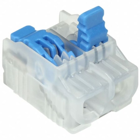 Lever Wire Connector, 12 AWG Max, 2 Port, Blue, Polycarbonate Insulation, 600 V, 20 A, 500 PK