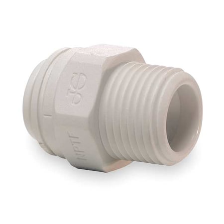 Push-Fit Adapter Fitting, 3/8 in Tube Size, Polypropylene, White, 10 PK