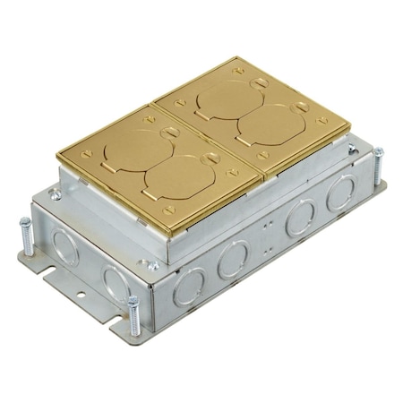 Electrical Box, 35 cu in, Floor Box Type, 2 Gangs, Steel, Rectangular Shape