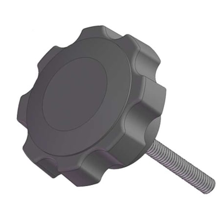 Fluted Knob Soft Touch with Screw, 5/16-18 Thread Size, 1.25"L, Steel