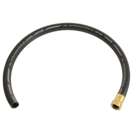 5/8 in ID x 12 ft L Service Sink Hose, EPDM Tube, Black, Brass Fitting