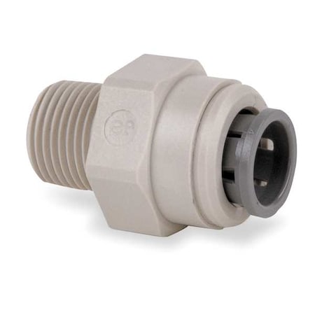 Push-Fit Adapter Fitting, 3/8 in Tube Size, Acetal, Gray, 10 PK