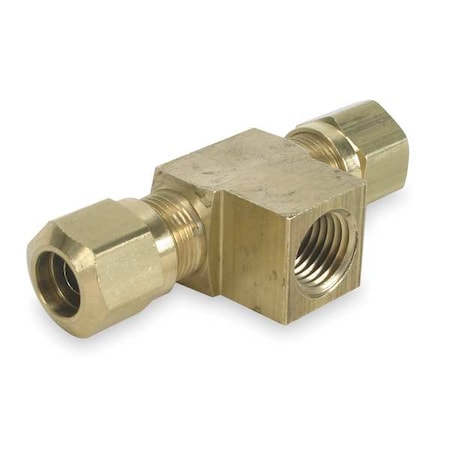 Tee,Brass,Comp3/8",Comp3/8",FNPT1/4"