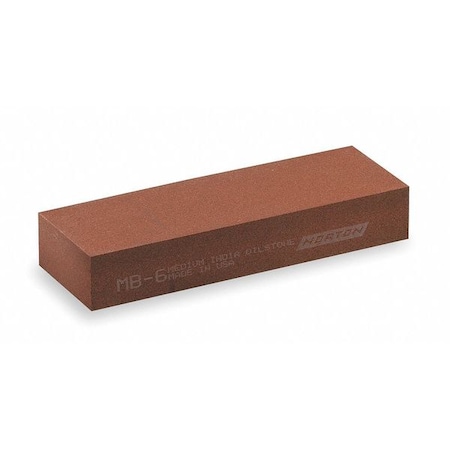 Single Grit Benchstone, 8 in W, 2 in L, 1 in H, Aluminum Oxide, Brown, Orange