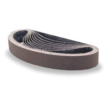 Sanding Belt, 1 1/8 in W, 21 in L, Coated, Aluminum Oxide, 150 Grit, Fine, AO/X GP, Brown