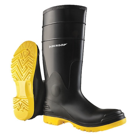 Men's Dunlop Rubber Boot, Steel Toe, 16" Height, Black, 10