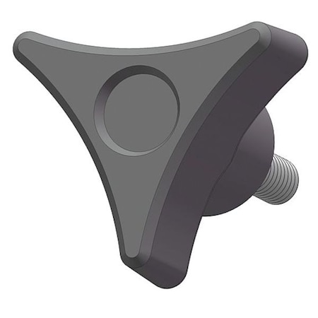 Three Prong Knob with Screw, 3/8-16 Thread Size, 1"L, Steel