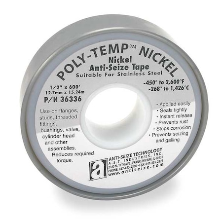 Antiseize Tape,1/2 In. W,600 In. L