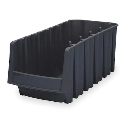 Hang & Stack Storage Bin, Plastic, Black, 7 in H, 8 3/8 in W, 17 in L