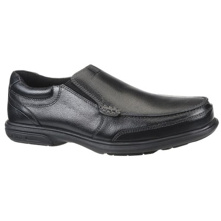 Men's Loafer Shoe, Steel Toe, Leather Upper, Rubber Outsole, Slip On, Black, 7 1/2 D