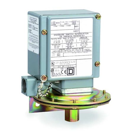 Pressure Switch, Standard, SPDT, 1 Ports, 1/4-18" FNPT, 3 to 150 psi Range, Aluminum