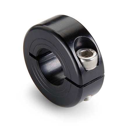 Shaft Collar, 1pc Clamp, Bore 0.5000", OD 30mm, Anodized Aluminum