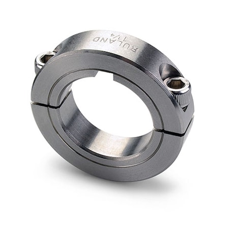 Keyed Shaft Collar, 2pc Clamp, Bore 0.4375", Stainless, W 0.343"