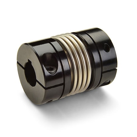 Keyed Clamp Bellows Cplg, Bores 10x8mm, OD 33.3mm, L 42.9mm, Alum
