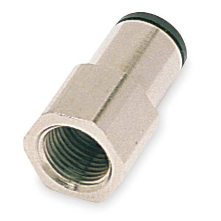 Push-Fit Adapter Fitting, 1/8 in Tube Size, Brass, Silver, 10 PK