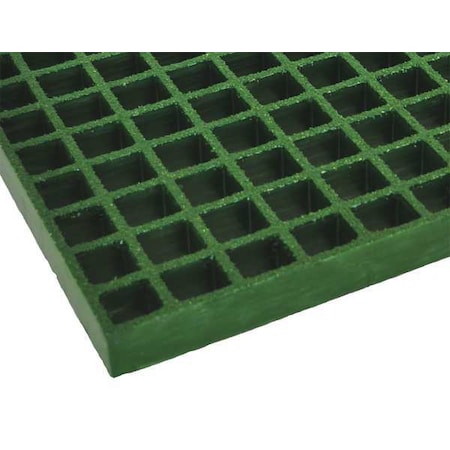 Fiberglass Molded Grating, 60 in Span, Grit-Top Surface, Corvex Resin, Green