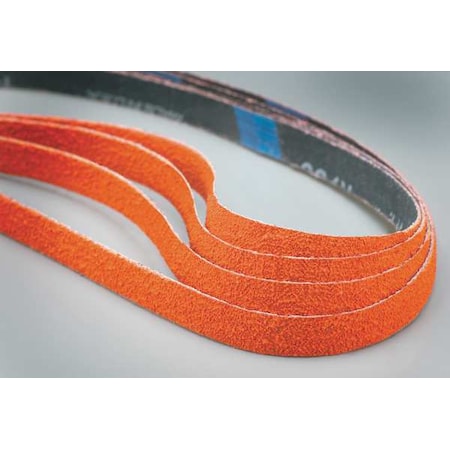 Sanding Belt, 1/2 in W, 24 in L, Coated, Ceramic, 60 Grit, Coarse, Blaze R980P, Orange