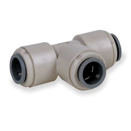 Push-Fit Tee Fitting, 5/32 in Tube Size, Acetal, Gray, 10 PK