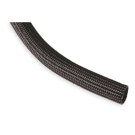 Braided Cable Sleeve, 1/2 in Inside Dia., 3/4 in Max Bundle Dia., 10 ft, Fiberglass, Black