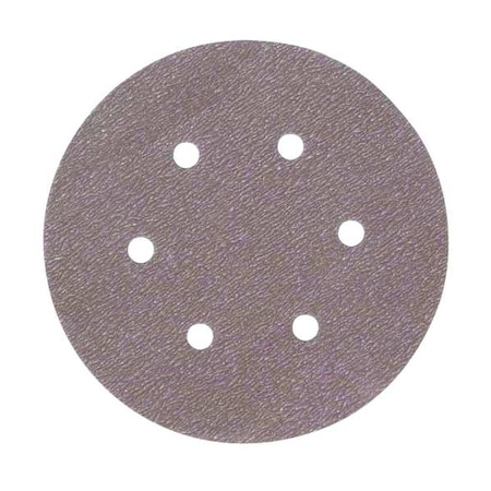 Hook-and-Loop Sanding Disc, 6" Dia, 6 Hole, Aluminum Oxide, P180 Grit, Coated Type, A275OP