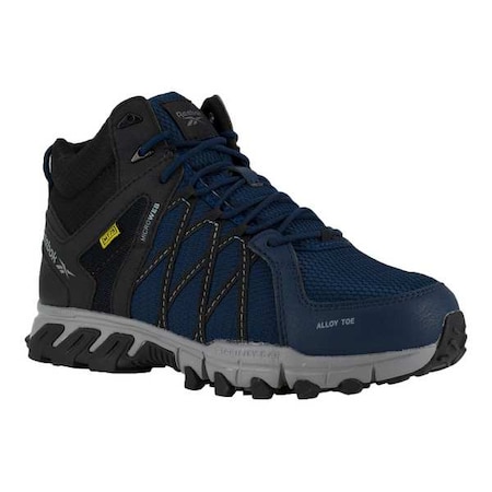 Men's Athletic High-Top Shoe, Alloy Toe, Leather, Mesh Upper, Rubber Outsole, Lace Up, Blue, 12 W