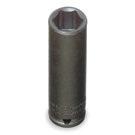 1/4 in Drive Impact Socket 5 mm Size 6 pt Deep Depth, Black Oxide