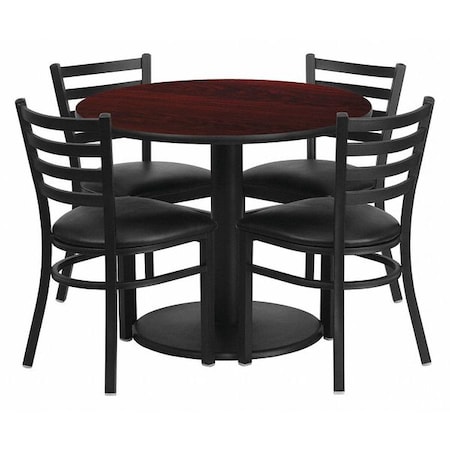 Round Laminate Table, 36" W, 36" L, 30" H, Laminate Top, Wood Grain