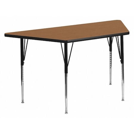 Trapezoid Activity Table, Chrome, Laminate, Particleboard, Steel, Wood Grain