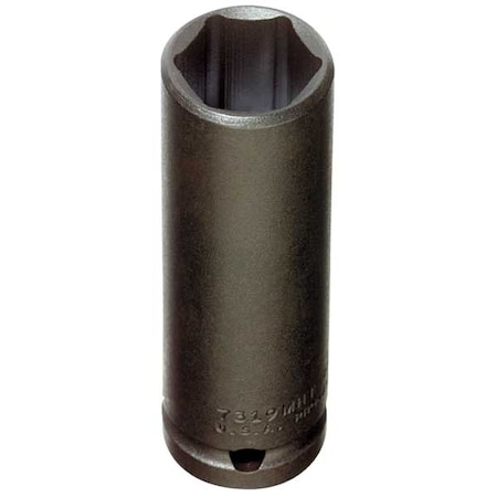 1/2 in Drive Impact Socket Deep Socket, black oxide, Steel,7/16 in