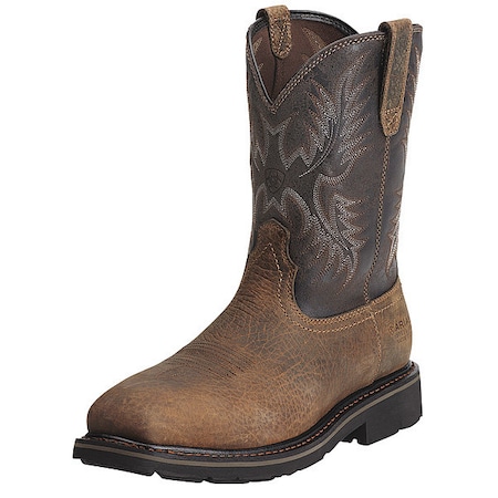 Men's Western Boot, 9 1/2 EE, Steel Toe, 10 in H, Earth, 10012948