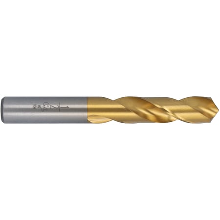 Screw Machine Drill Bit, 31/64 in Size, 118  Degrees Point Angle, High Speed Steel, TiN Finish