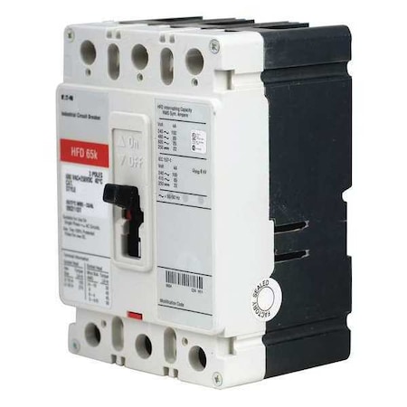 Molded Case Circuit Breaker, HFD Series, 100A, 3 Pole, 600V AC, 100kA at 240V AC