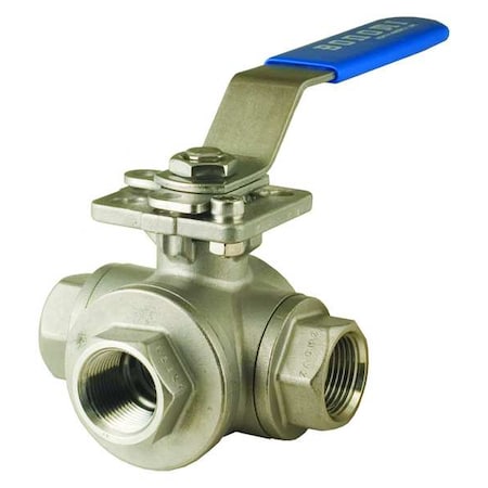3/4" NPT Stainless Steel Ball Valve 3-Way