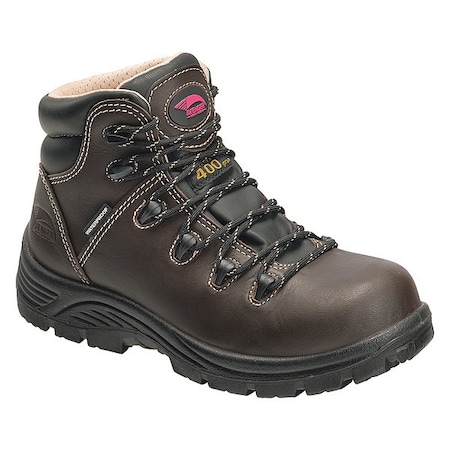 Women's 6-Inch Work Boot, 6, Composite Toe, 6 in H, Brown, A7130