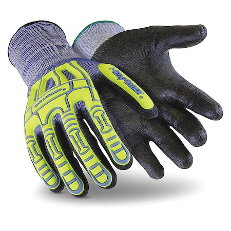 Hi-Vis Cut-Resistant Impact Coated Gloves, Cut Level A6 ,Polyurethane ,Foam ,XXS 1 PR