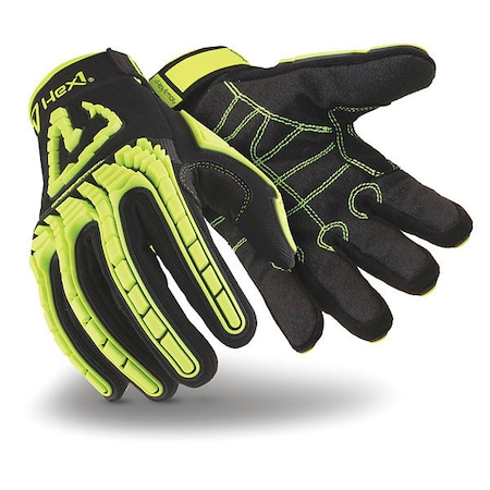 Hi-Vis Cut Resistant Impact Gloves, Cut Level A1 ,Uncoated ,None ,M 1 PR