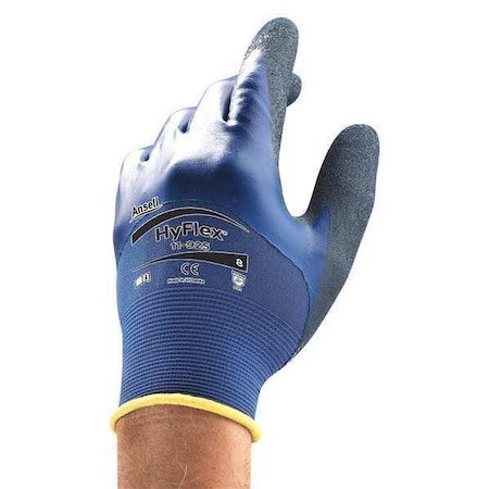 Coated Gloves, Nitrile, Rough, 3/4 dip, 3 Abrasion Level, Blue, M (8) 1 PR
