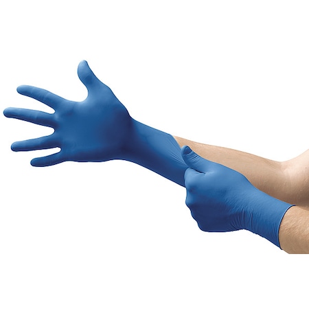 US-220, Disposable Gloves, 3.00 to 3.99 mil Palm, Nitrile, Powder-Free, XS (6), 100 PK, Blue