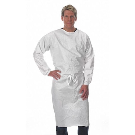 Disposable Sleeve Apron, Tyvek(R), Serged, 5.5 mil, 48 in, White, XL