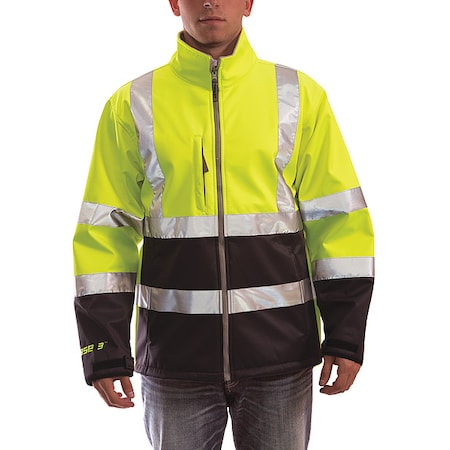 Breathable Rain Jacket, Polyester, Class 3 R, Green/Yellow, M